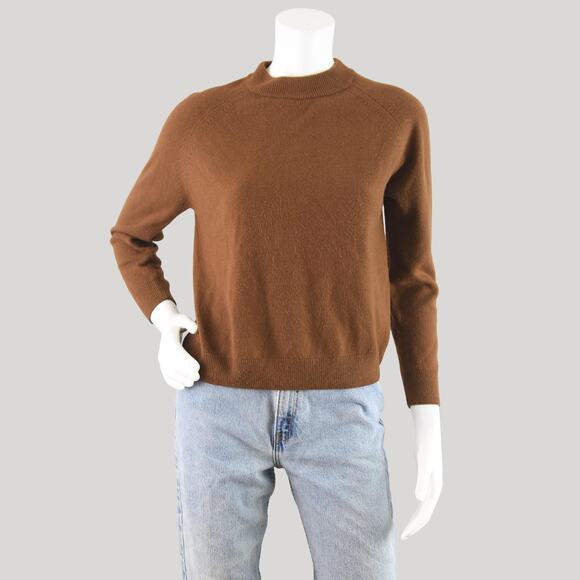Crystal Kobe Petites Sweaters - Vintage 90s Brown Mockneck Lightweight Knit Sweater Women's Petite Medium